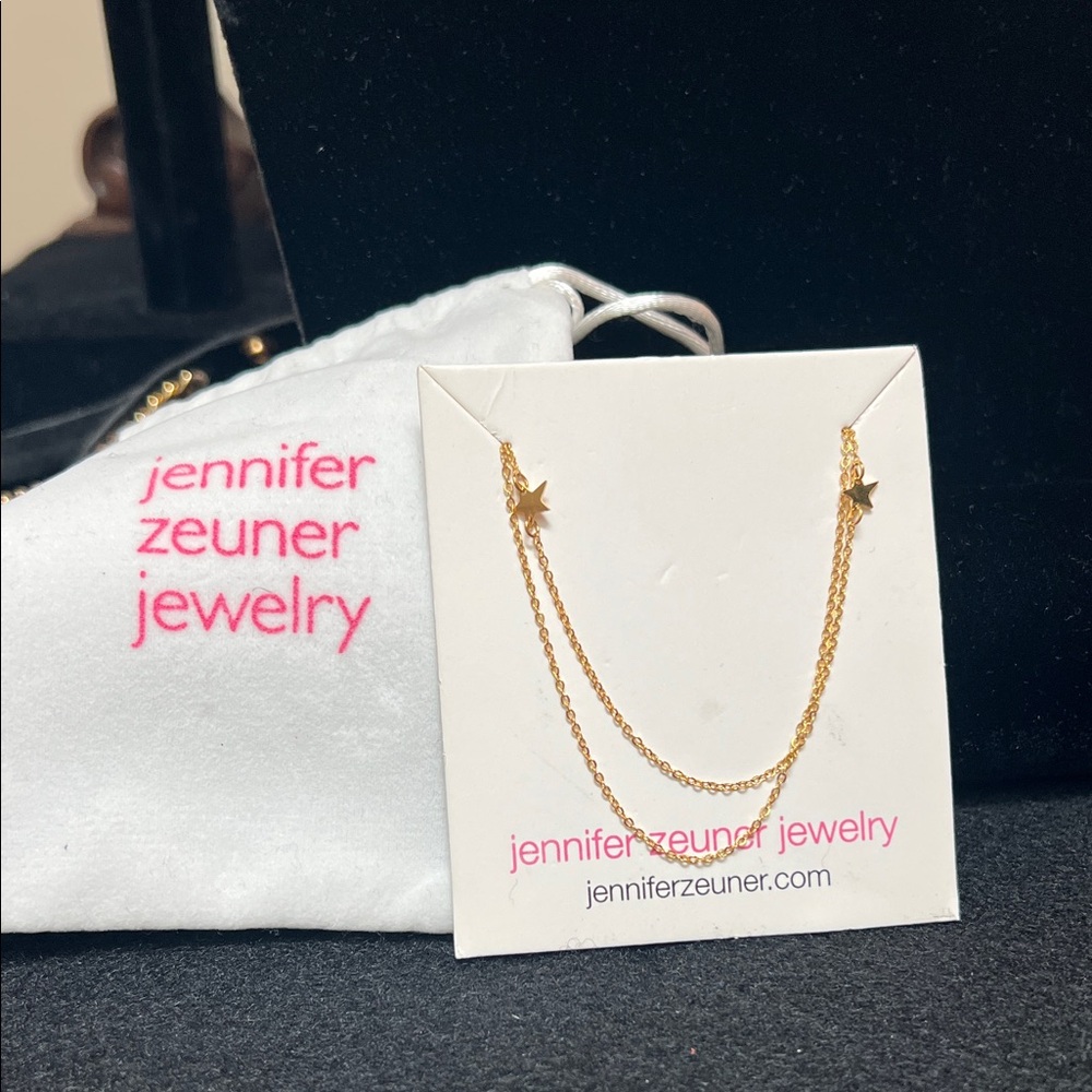 Jennifer Zeuner Jewelry Gold Double Star Chain necklace